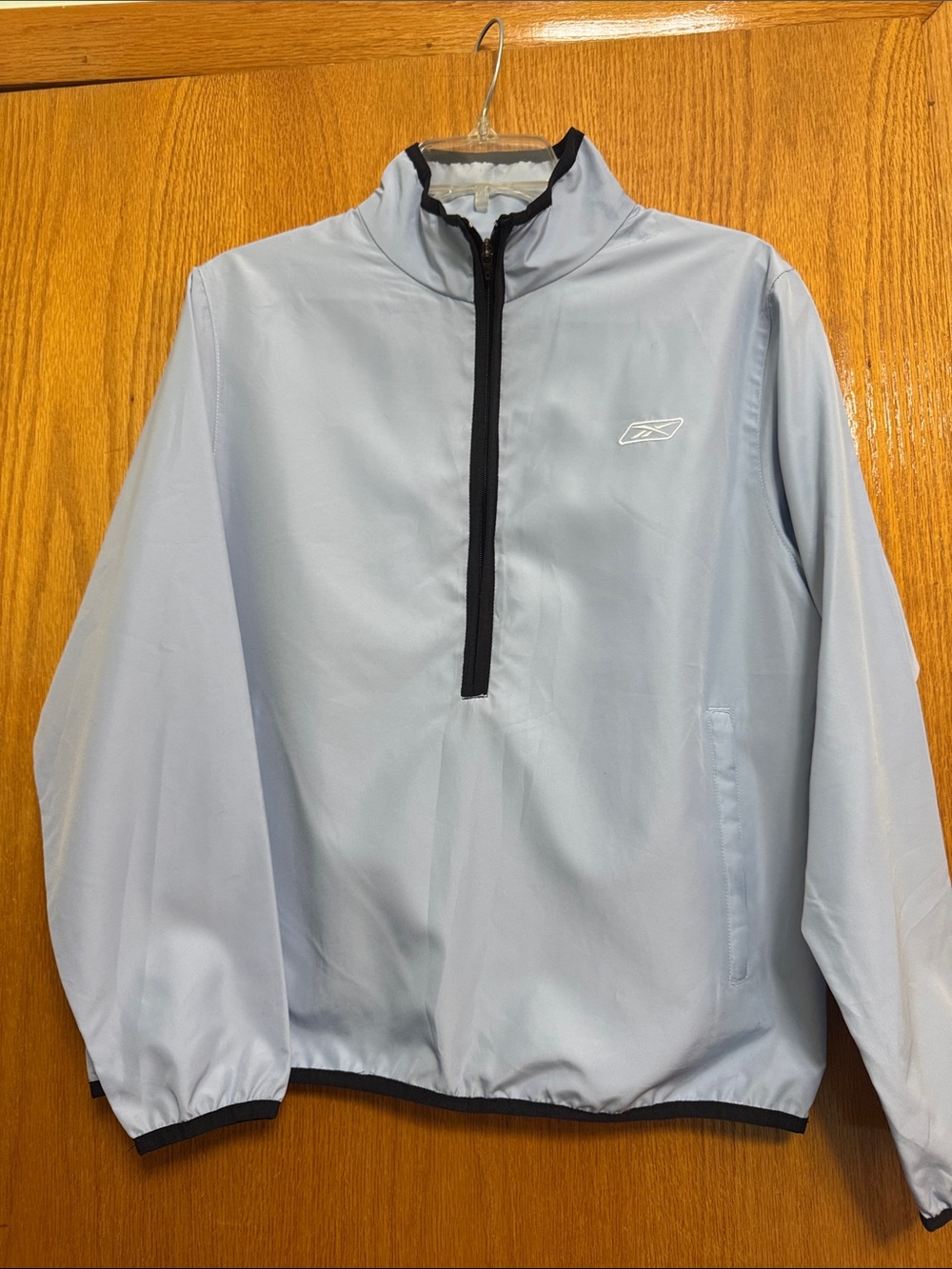 Reebok Light Blue Half-Zip Windbreaker with Black Trim